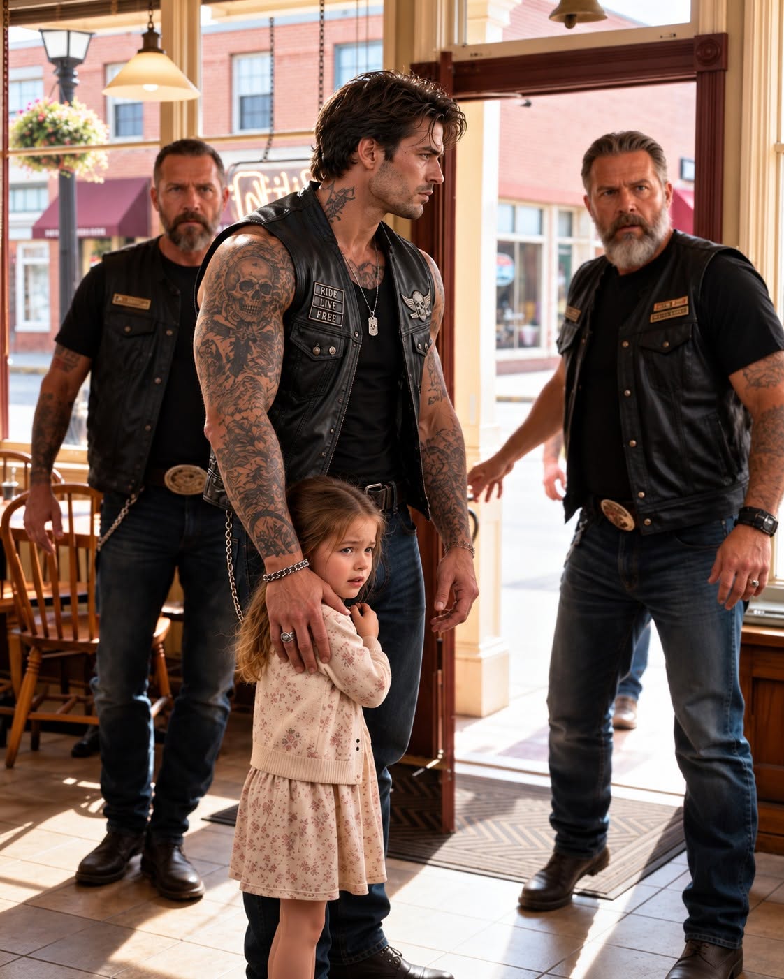 A crying girl handed a biker three dollars and a letter, completely unaware she was giving her long-lost father his first look at her.