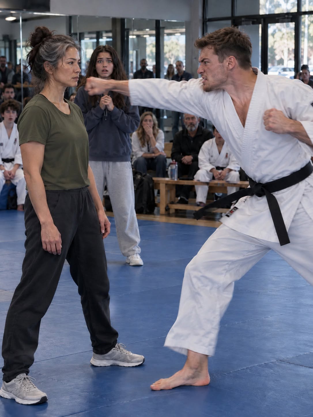 A arrogant martial arts instructor tried to humiliate a quiet suburban mom, completely unaware she was a legendary world-champion fighter.
