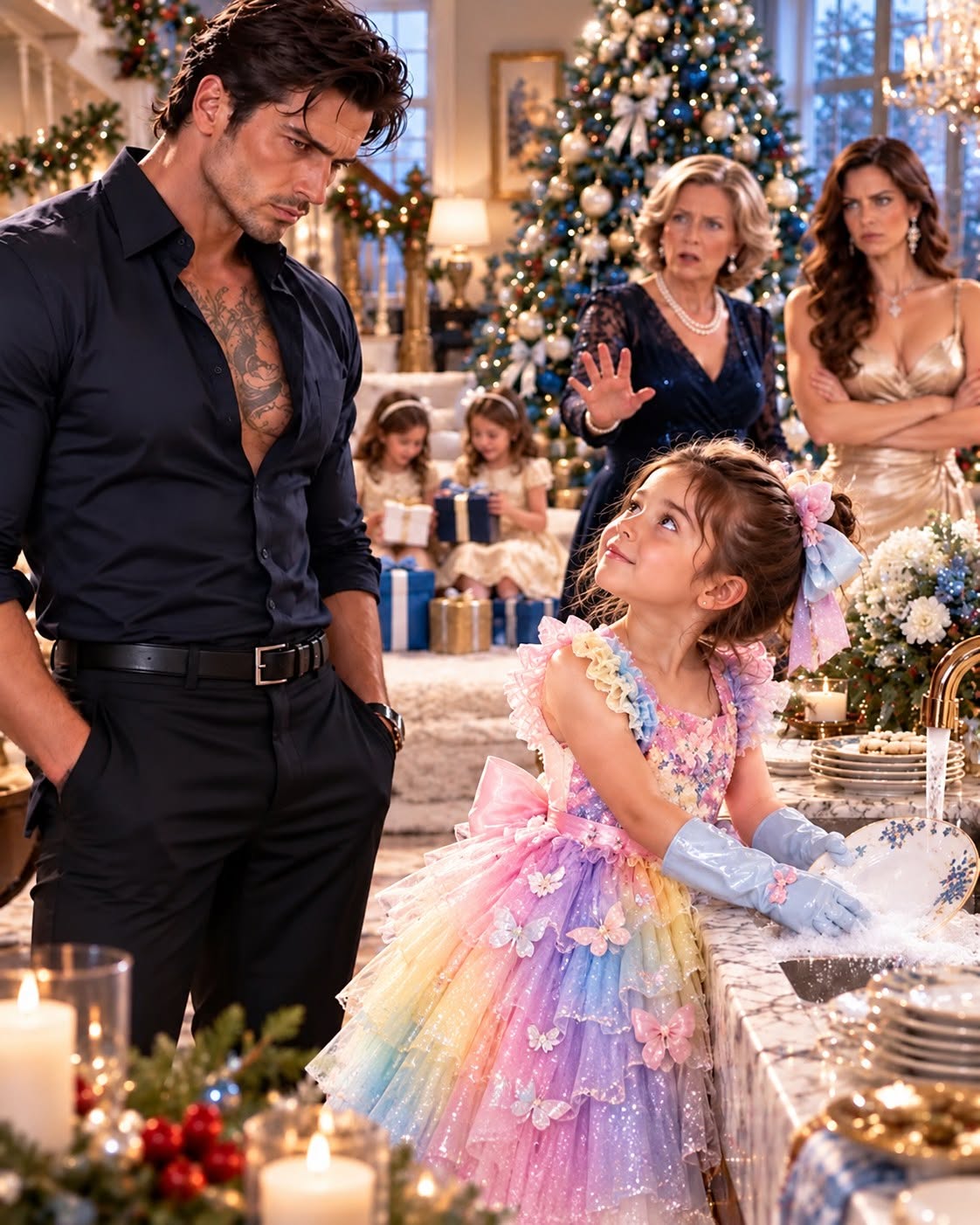 While my nieces opened expensive Christmas presents by the tree, my six-year-old adopted daughter was forced to scrub greasy dishes in the kitchen.