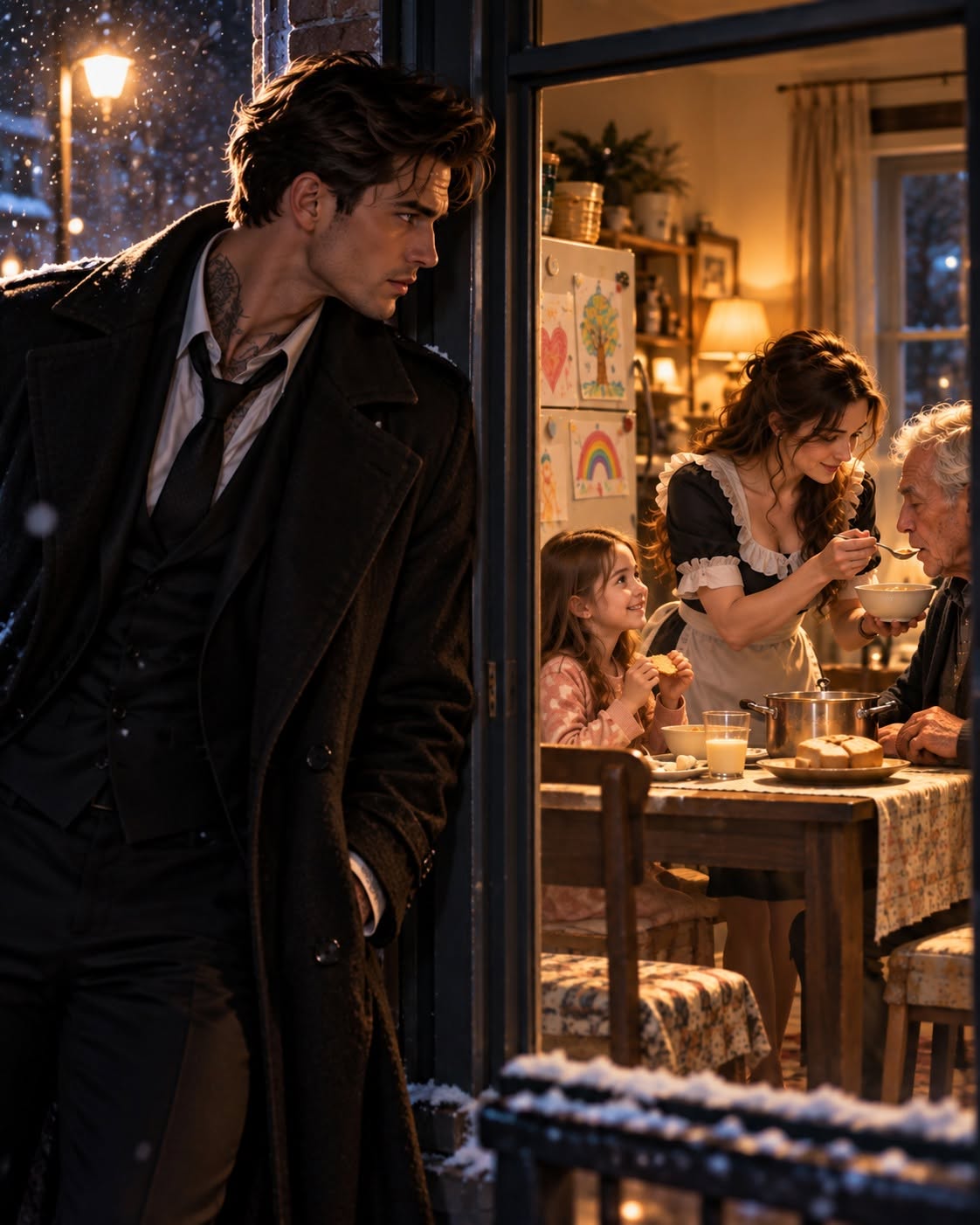 A ruthless mob boss followed his maid through a snowstorm over missing food, only to uncover a terrifying secret locked in his father's safe.