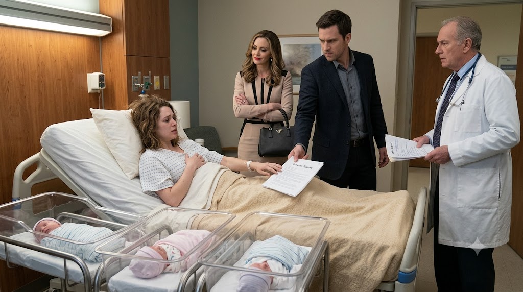 HER HUSBAND BROUGHT HIS MISTRESS TO THE HOSPITAL AND DEMANDED A DIVORCE HOURS AFTER SHE GAVE BIRTH TO TRIPLETS—BUT ONE LOOK AT THE DNA REPORT MADE THE DOCTOR LOCK THE ROOM!