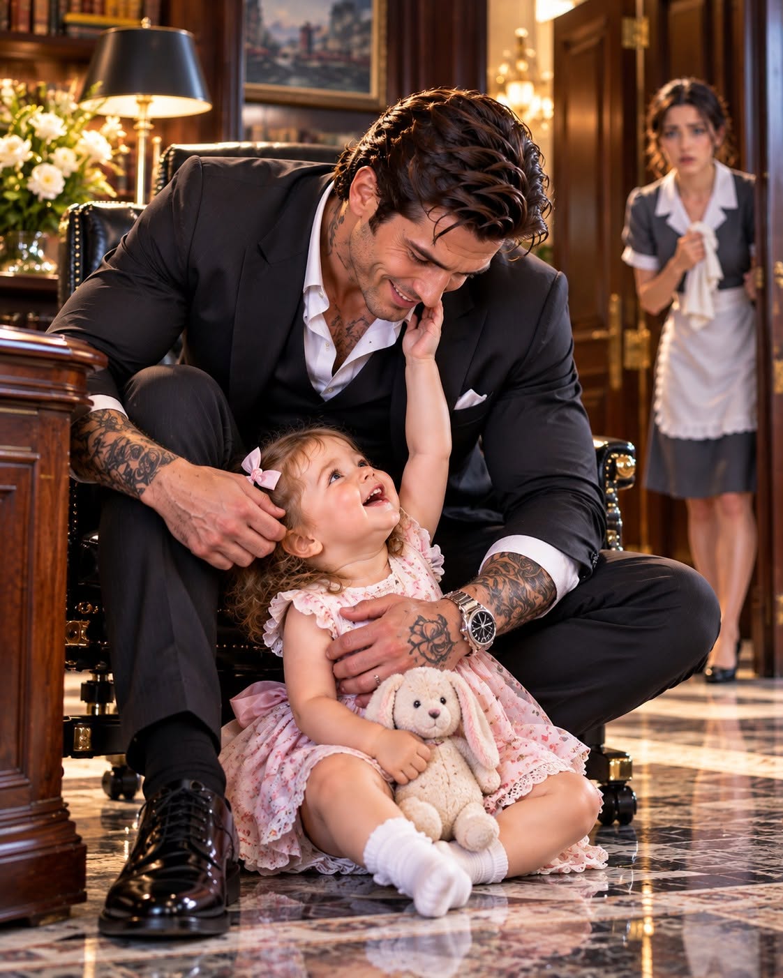 The most powerful man in the city stared in absolute shock as a toddler with his brother's unmistakable silver-gray eyes reached out and tugged on his silk tie.