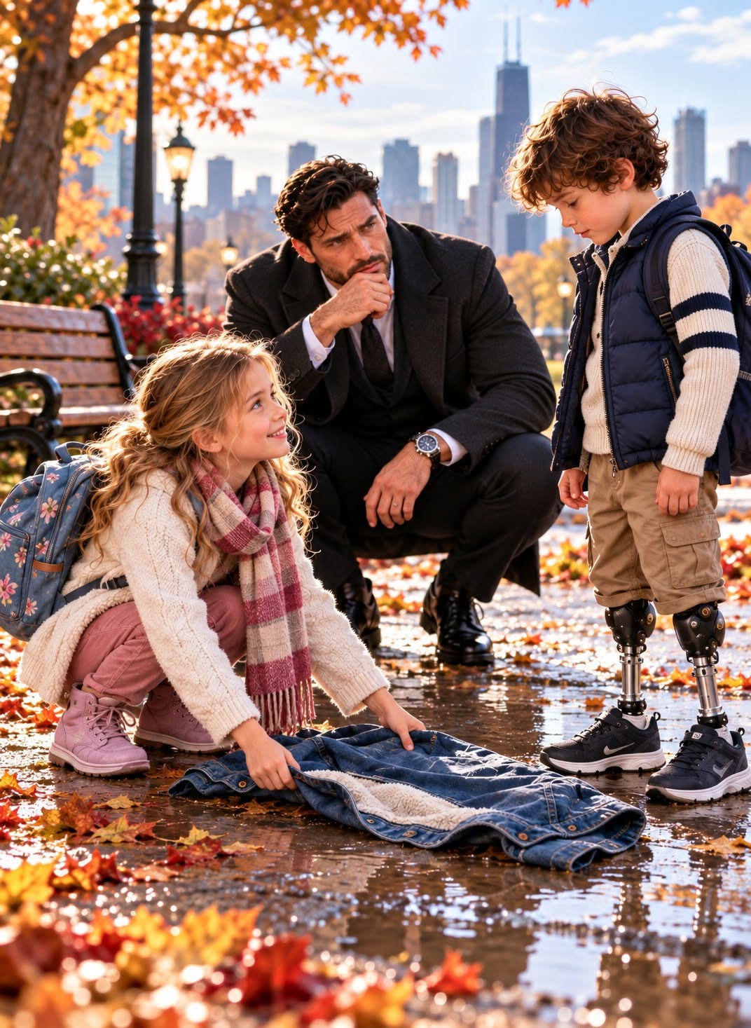 Adults stared in pity as my son struggled with his prosthetic legs, but a girl with a broken backpack showed the most ruthless kingpin in Chicago what true dignity looked like.