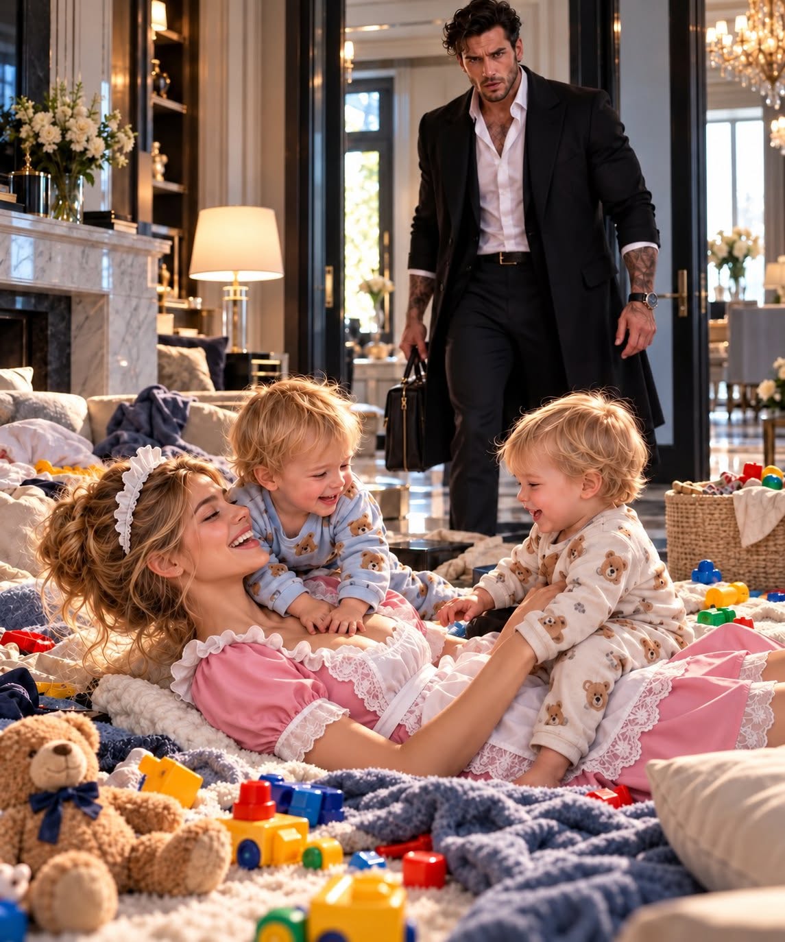 A billionaire returned home unannounced expecting neglect, but found his silent toddlers laughing for the first time in their lives.