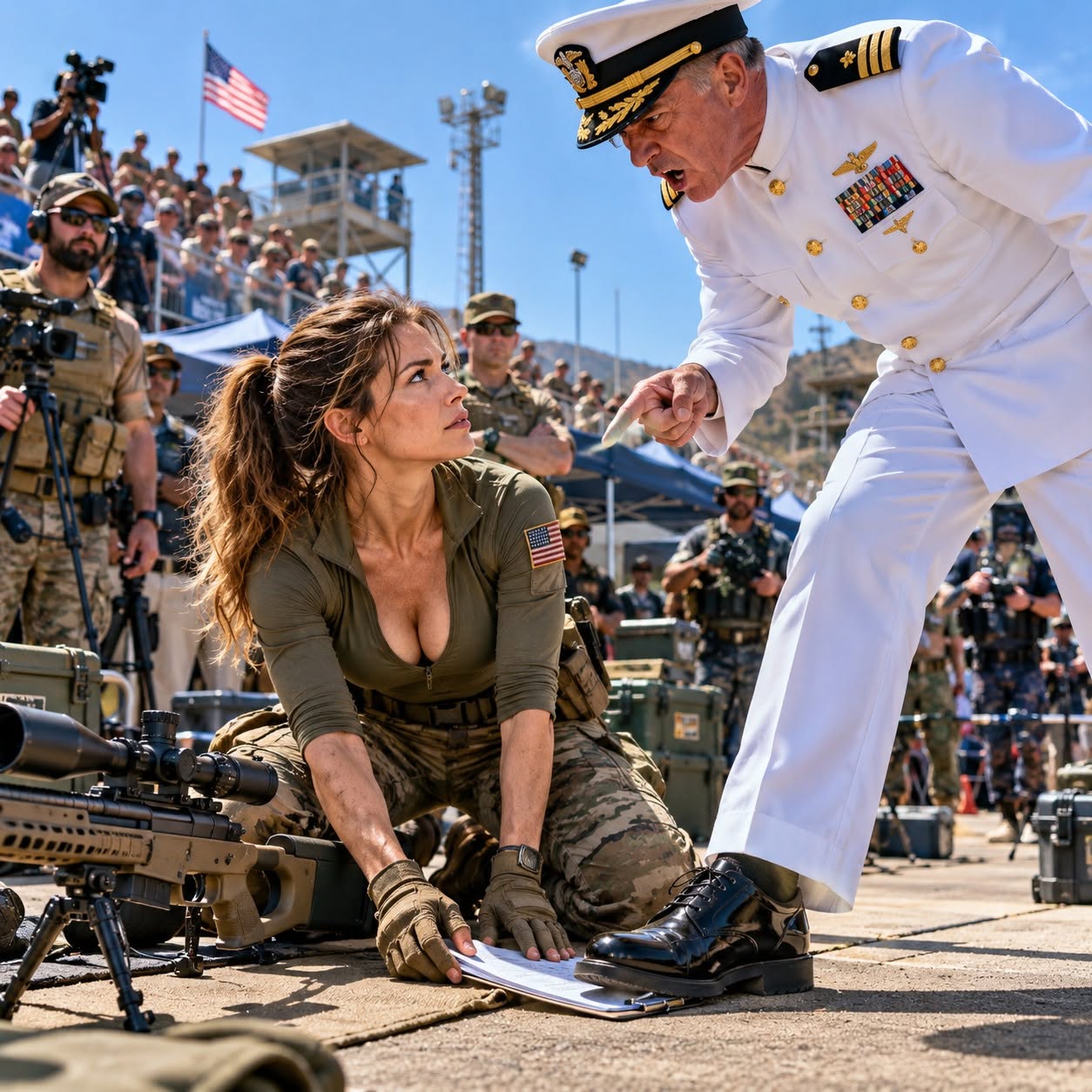 An Admiral tried to humiliate a retired female Master Sergeant, until a sealed document made his face turn pale with absolute terror.