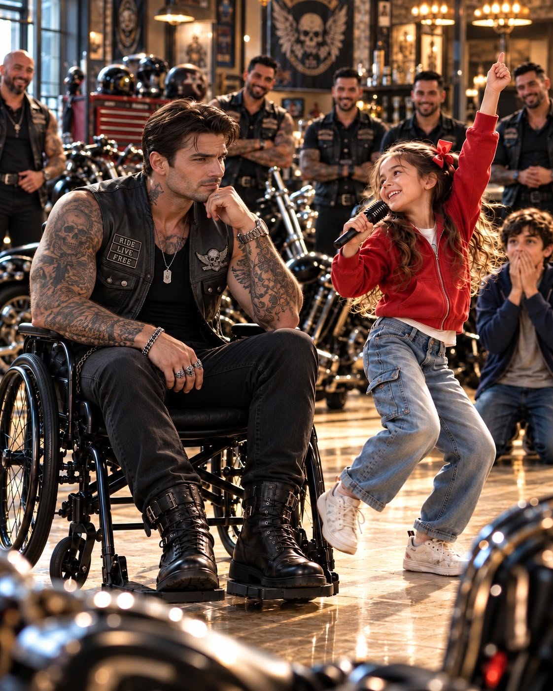 A paralyzed motorcycle club president hadn't moved his legs in eight years, until an eight-year-old girl danced into his forbidden garage and changed everything.