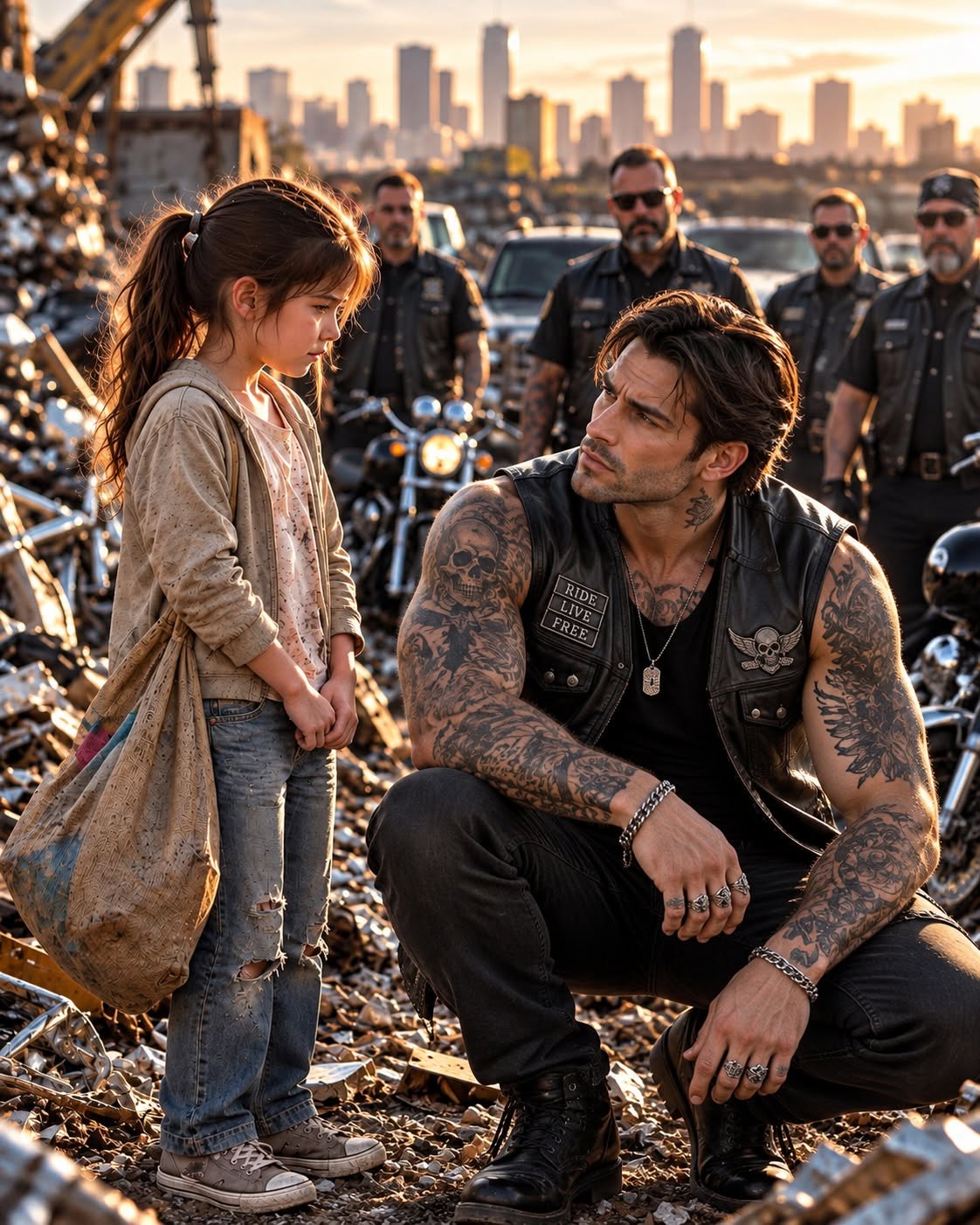 A broke teen collecting scrap to buy her sick grandmother's medicine found a bloody biker president hiding behind cardboard, and her decision changed everything.