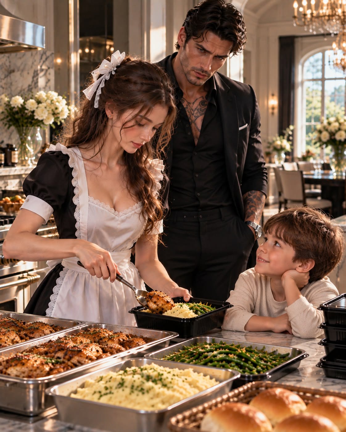 A cruel supervisor tried to throw away untouched food in front of a broke mother, unaware the hotel's dangerous billionaire owner was watching.
