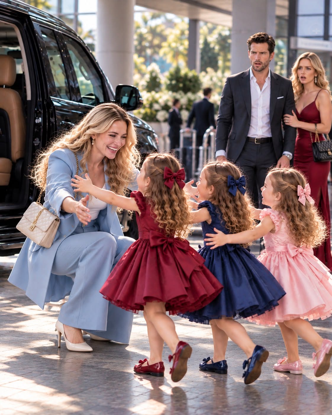 Five years after he laughed me out of his life, my arrogant billionaire ex froze on an Atlanta curb when three little girls ran up and hugged my waist.