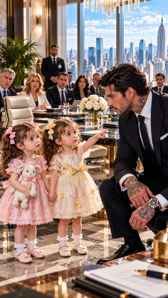 Two three-year-old twins walked into a $230 million boardroom meeting and pointed at the CEO, whispering four terrifying words.