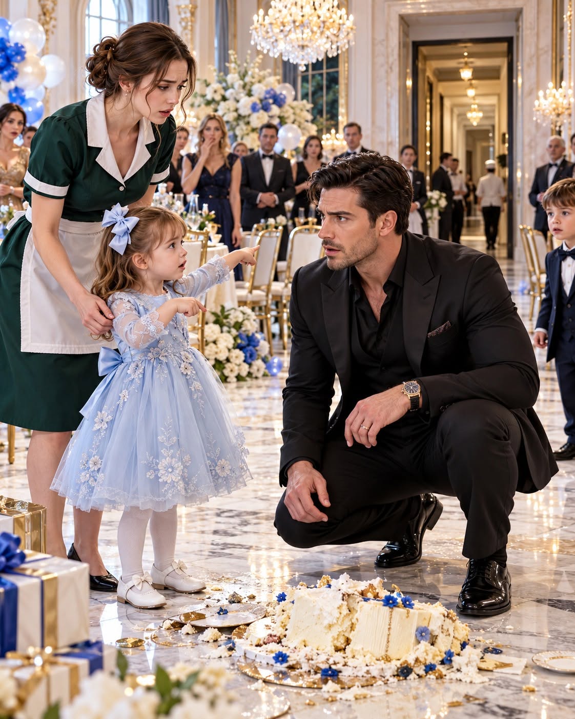 A housekeeper’s three-year-old daughter smashed a billionaire’s cake, unwittingly saving his allergic son from a lethal dose of poison.