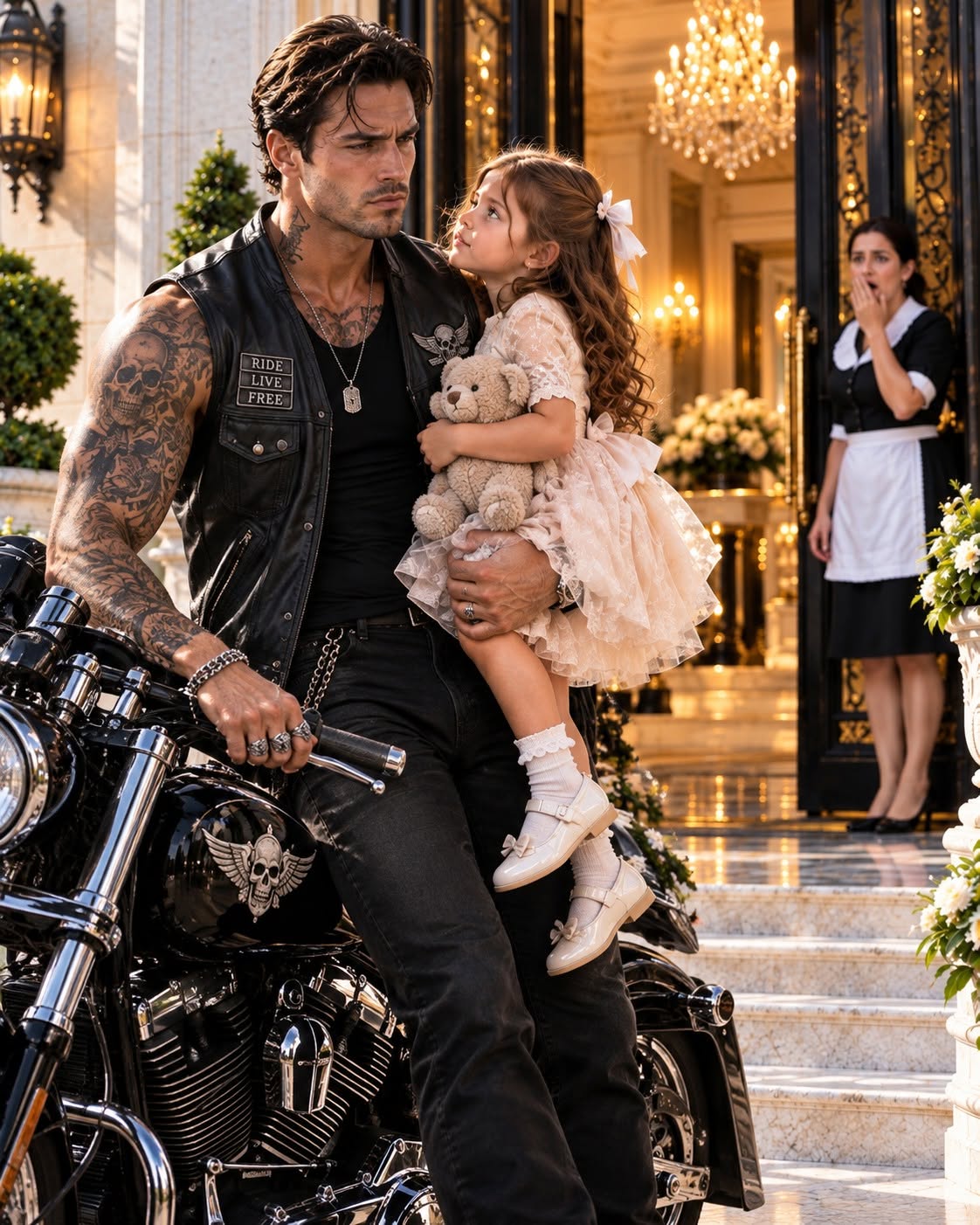 A feared biker president found a crying toddler hiding behind trash bins, completely unaware that she held the key to a massive clubhouse betrayal.