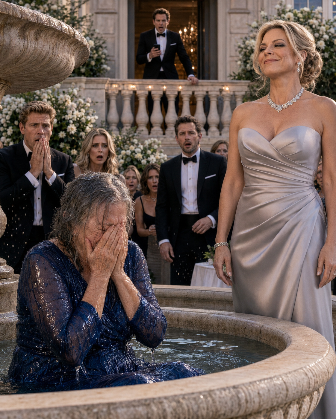 She Shoved His Mother Into the Fountain at Their Engagement Party — Then He Made One Call and Ended Her Empire