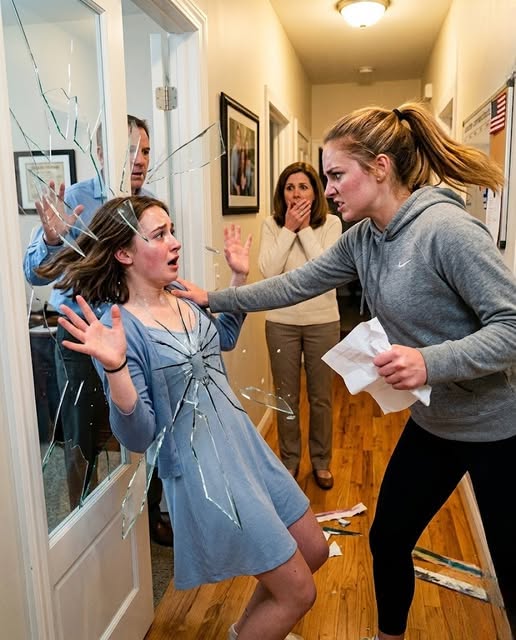 My Sister Shoved Me Through a Glass Door and Said I Should Never Have Been Born — Then Our Neighbor Walked In With the Box I Hid Years Ago