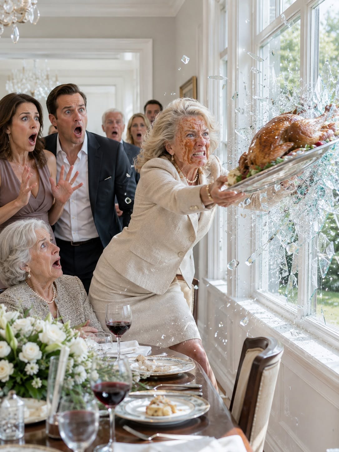 My Daughter-in-Law Spit Gravy in My Face at Dinner — Then I Threw the Turkey Through the Window and Said, “The People You Lied To Are Here”