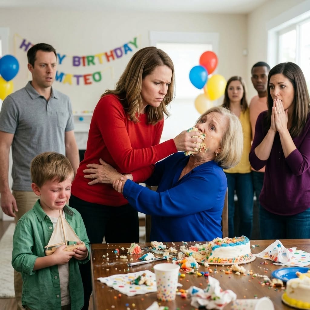 My Mother-in-Law Tried to Shove a Cruel “Birthday Gift” in My Five-Year-Old Son’s Face — Then She Realized Her Phone Had Been Live the Whole Time