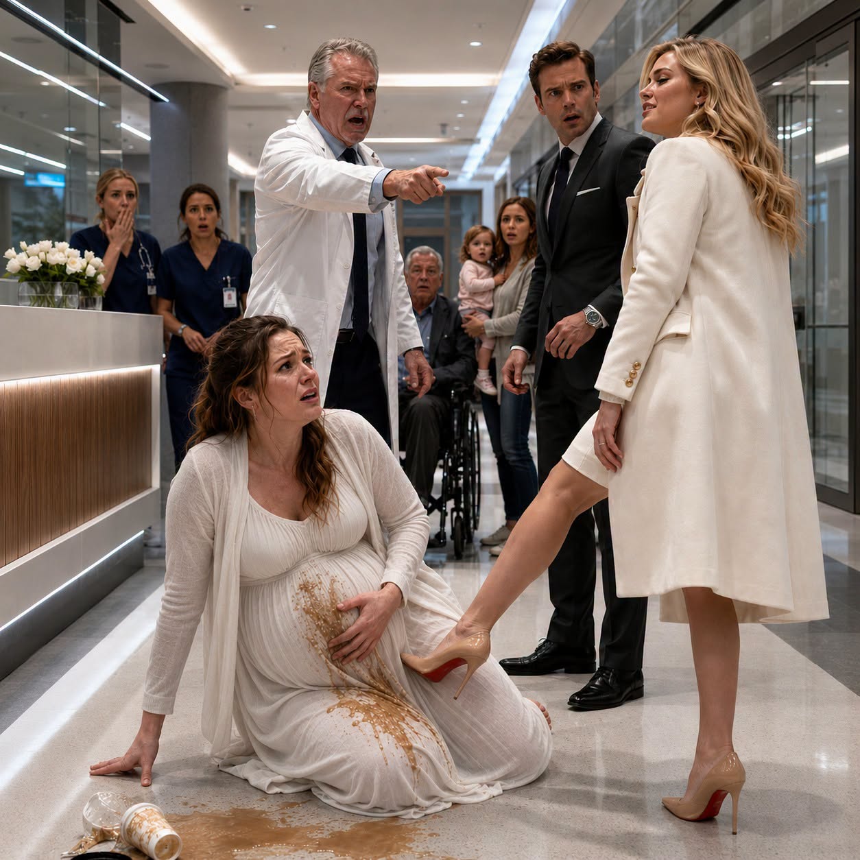 The Mistress Pressed Her Heel Into His Pregnant Wife’s Belly — Then the Hospital Director Saw Her Face