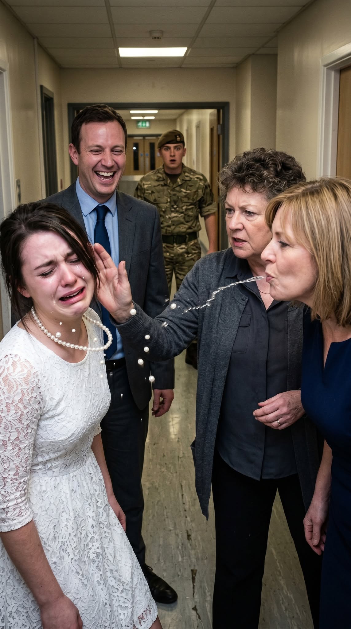 My In-Laws Slapped Me and Tore Off My Grandmother’s Pearls While My Husband Was Deployed — Then He Walked Through the Door in Uniform