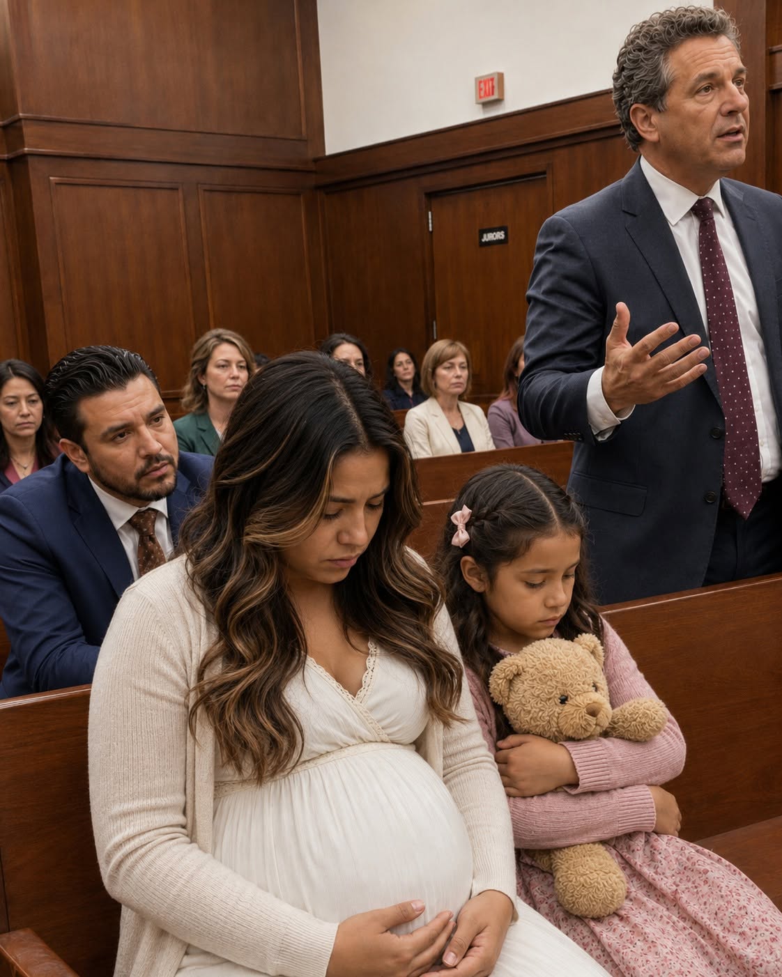 Her Husband Made His Pregnant Wife Sign Away Everything — Then Their Little Girl Walked Into Court Holding a Stuffed Rabbit