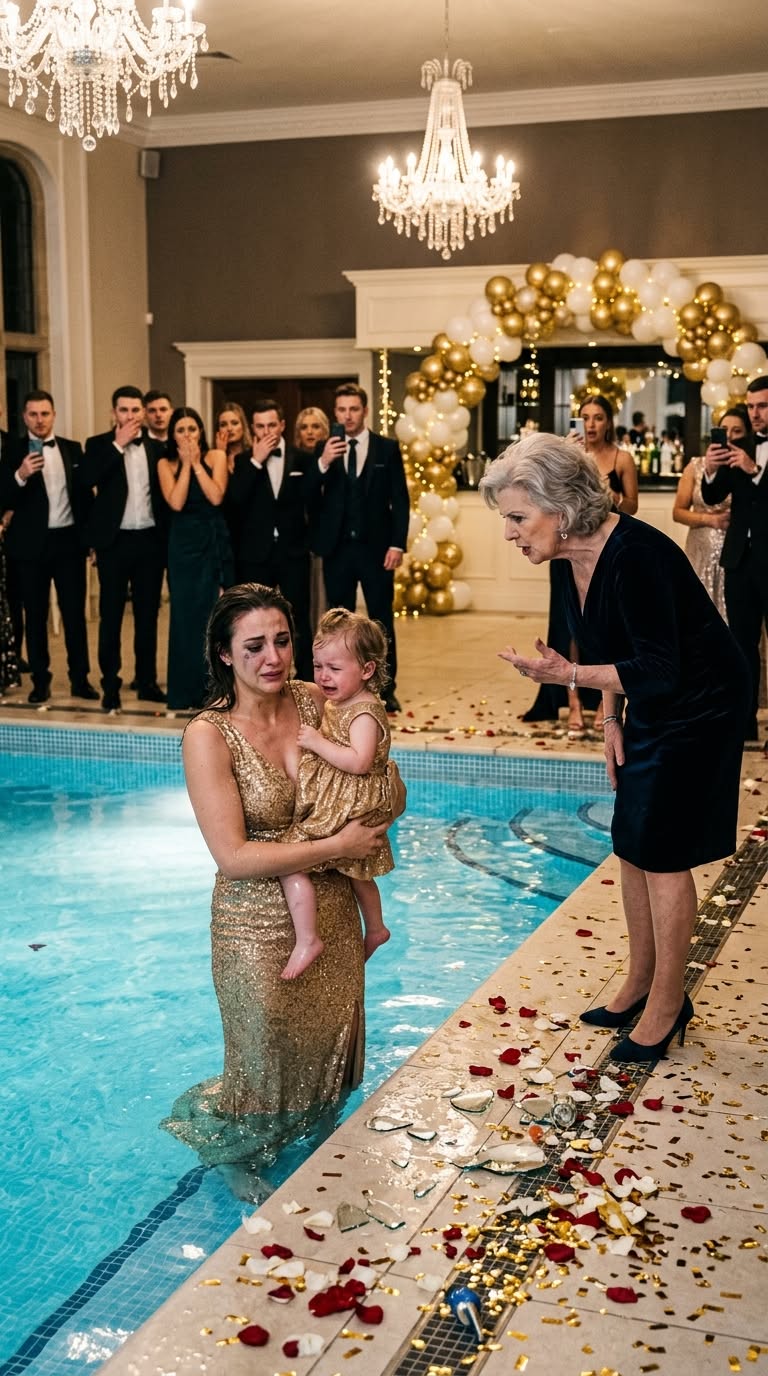 My Sister-in-Law Shoved My Daughter Into the Pool at Thanksgiving While My Husband Watched — Then Security Bowed to Me and Froze the Estate