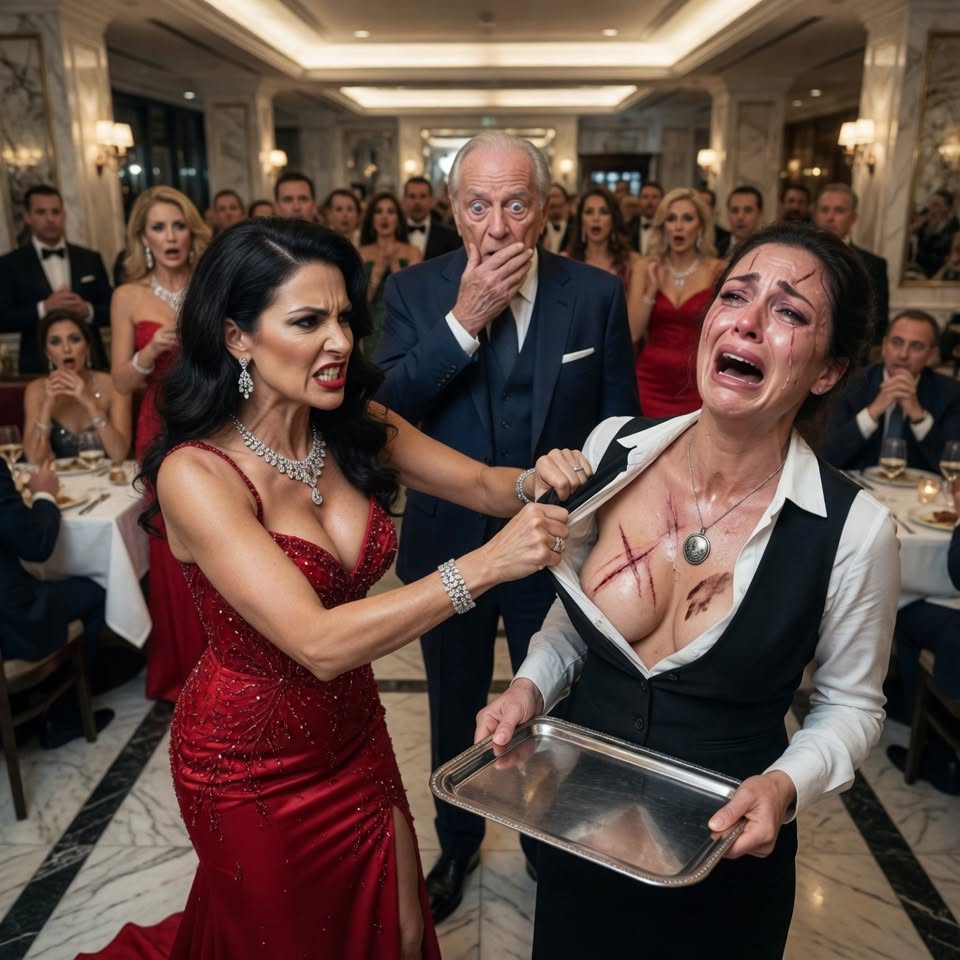 My Manager Tore My Waitress Uniform at a Manhattan Gala — Then the Billionaire Saw My Locket and Asked, “Who Told You Your Name Was Mara?”
