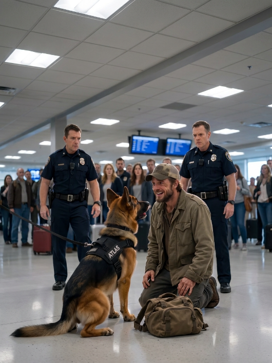 The K9 Cried at the Veteran’s Backpack in the Airport — Then One Whisper Exposed the Lie That Buried Them Both