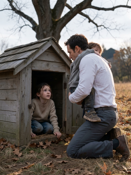 A Father Opened the Old Doghouse and Found His Children Inside — Then His Daughter Whispered, “She’s Still Watching Us”
