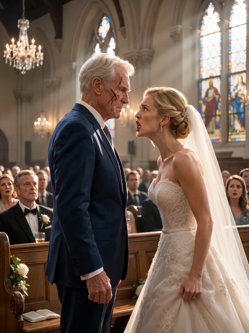 The Bride Shamed Her Scarred Father at the Altar — Then a Retired Admiral Saw His Face and Saluted Him