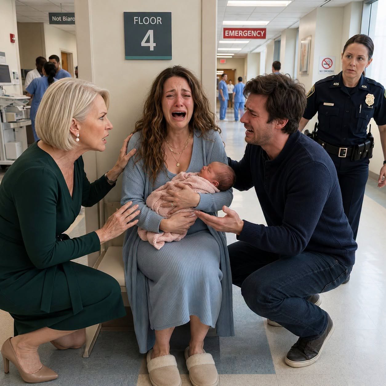 *My Mother-in-Law Told Me to Lie About My Newborn—Then the Hospital Officer Put Her Badge on the Chair