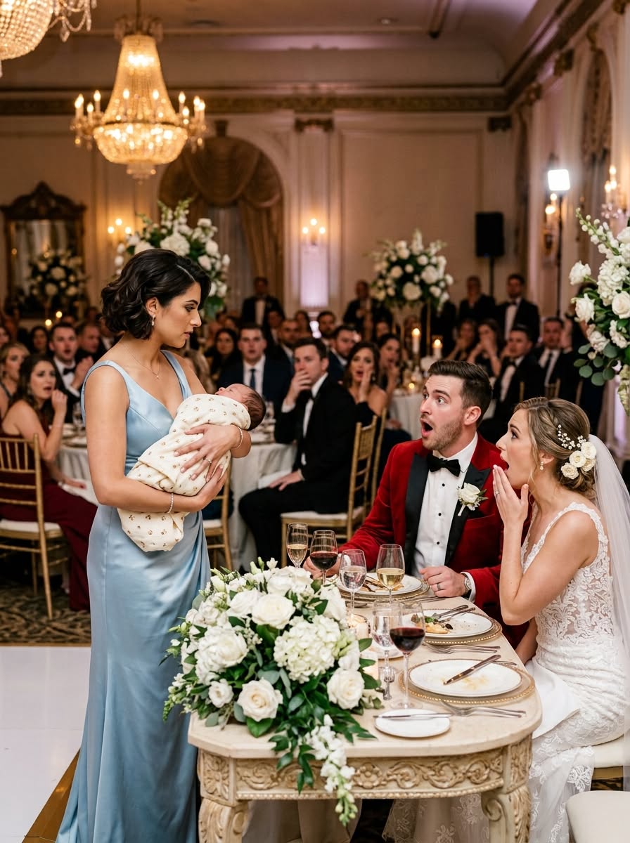 MY EX-HUSBAND LAUGHED WHEN HIS NEW BRIDE THREW RED WINE IN MY FACE—BUT I HAD BROUGHT THE NEWBORN HE NEVER KNEW EXISTED, AND HIS BRIDE KNEW EXACTLY WHY