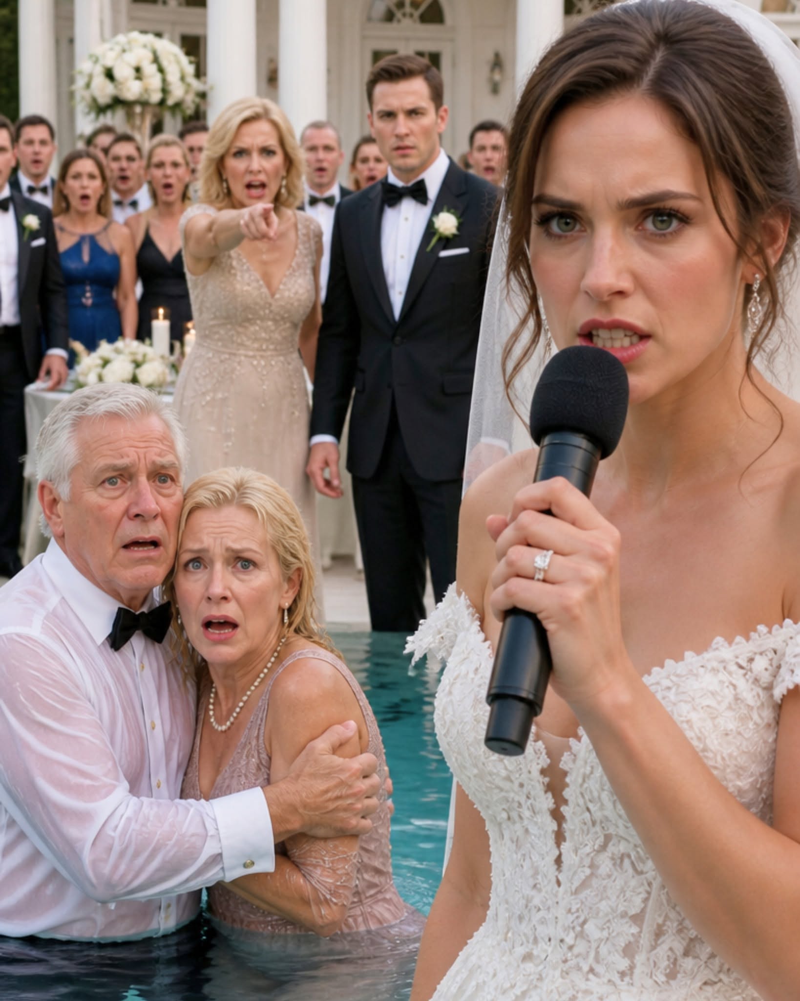 MY MOTHER-IN-LAW SHOVED BOTH MY PARENTS INTO THE POOL AT MY WEDDING—SO I THREW THE RING BACK AND ASKED HER ONE QUESTION THAT TURNED HER FACE WHITE