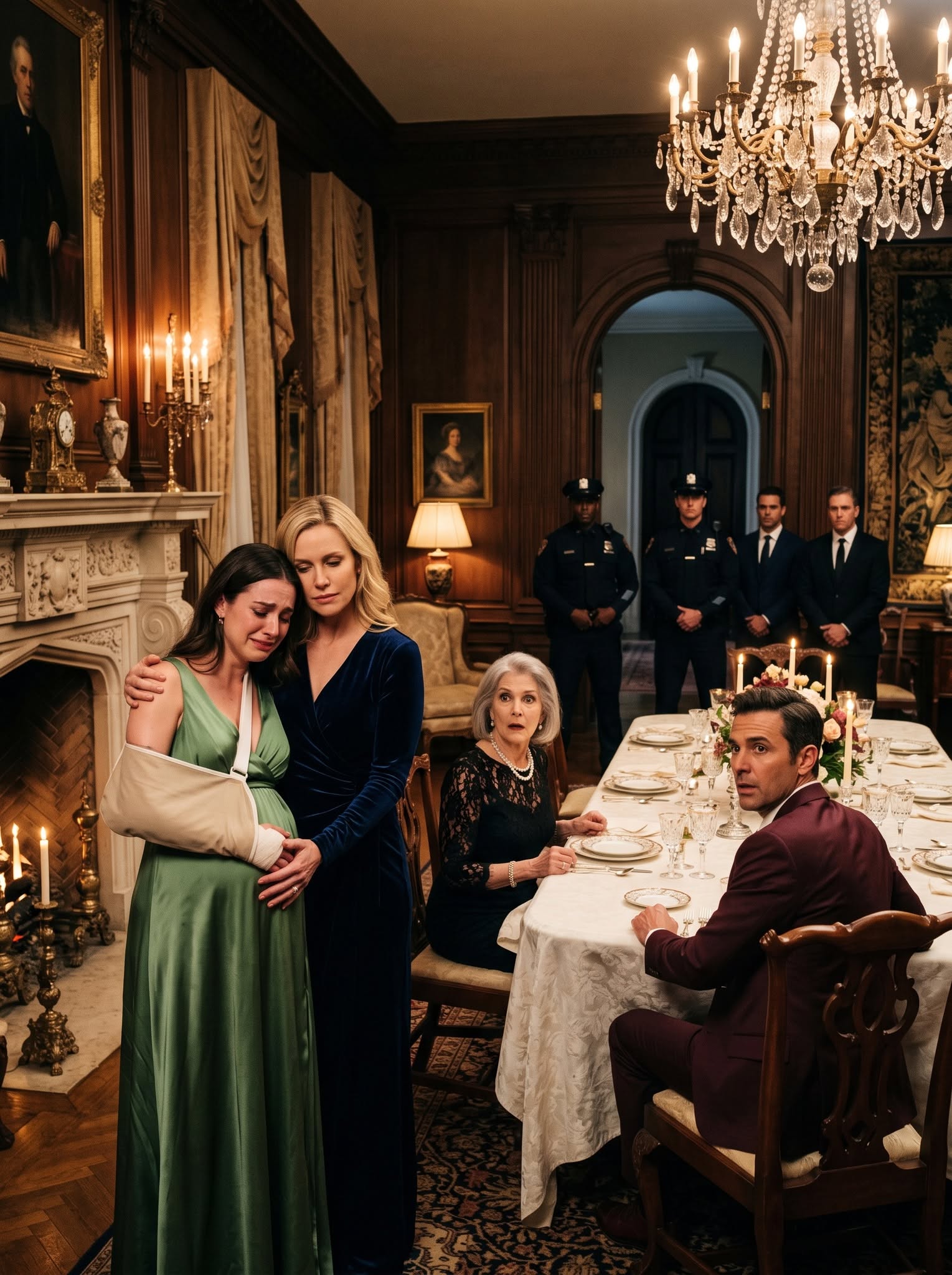 MY HUSBAND THREATENED TO BREAK MY OTHER ARM AT HIS FAMILY DINNER—BUT  THE GRAND DOORS STARTED TO OPEN