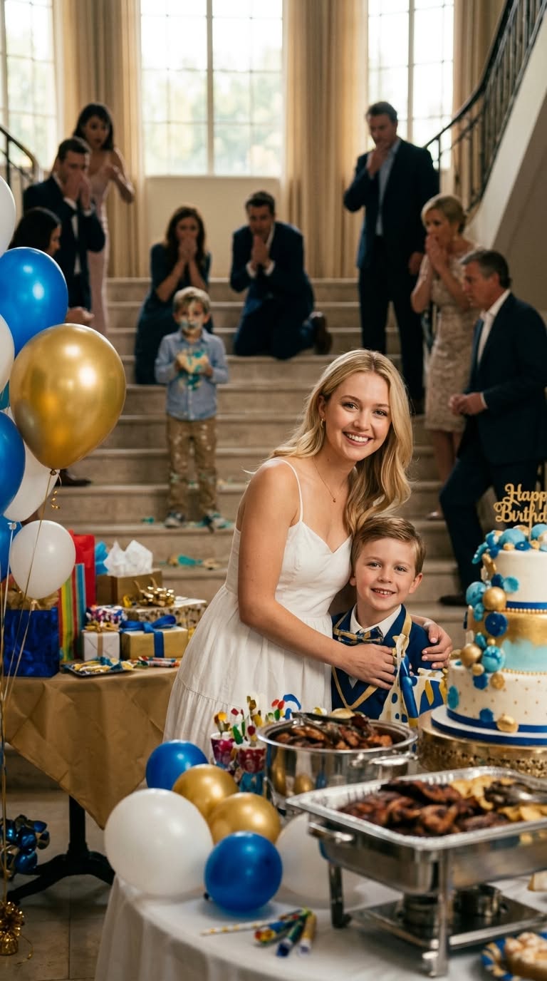 THEY BLAMED THE ORPHAN BOY FOR RUINING THE BIRTHDAY—THEN ONE SCAR MADE THE HOSTESS DROP TO HER KNEES
