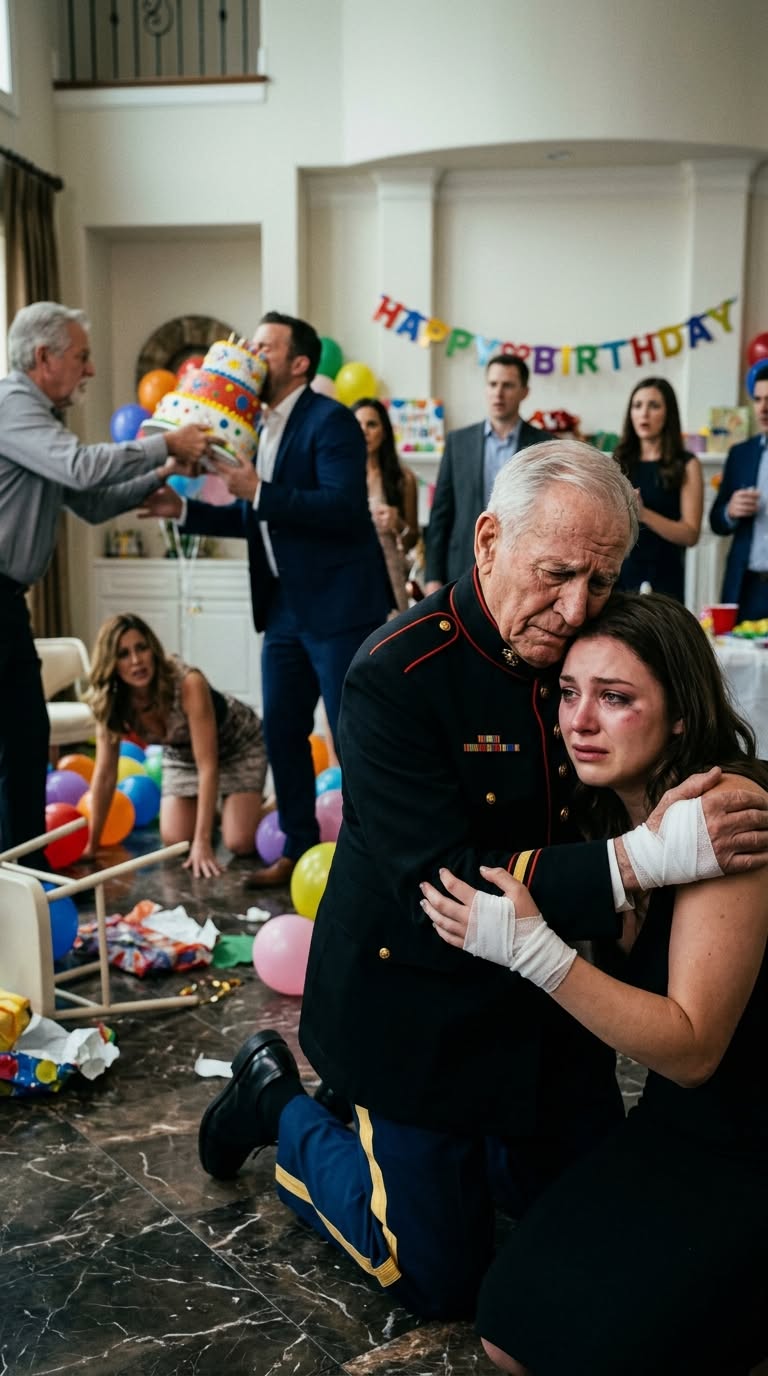 MY HUSBAND CALLED THE BRUISES MY “BIRTHDAY PRESENT”—THEN MY FATHER WALKED IN AND MADE EVERYONE IN THE ROOM AFRAID