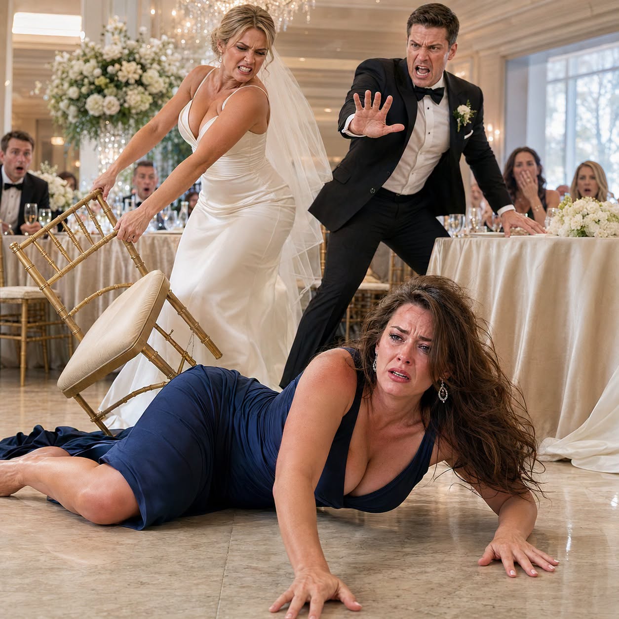 MY SISTER PULLED THE CHAIR OUT FROM UNDER ME AT HER WEDDING—THEN HER GROOM REACHED FOR THE MICROPHONE AND ASKED WHO THE REAL THIEF WAS