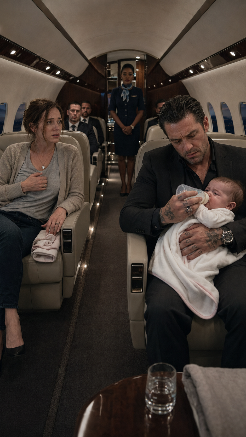 "A starving baby wouldn’t take a bottle on a private jet… then a grieving widow did the one thing no one else could, and the baby’s father looked at her like she had just saved his whole world".