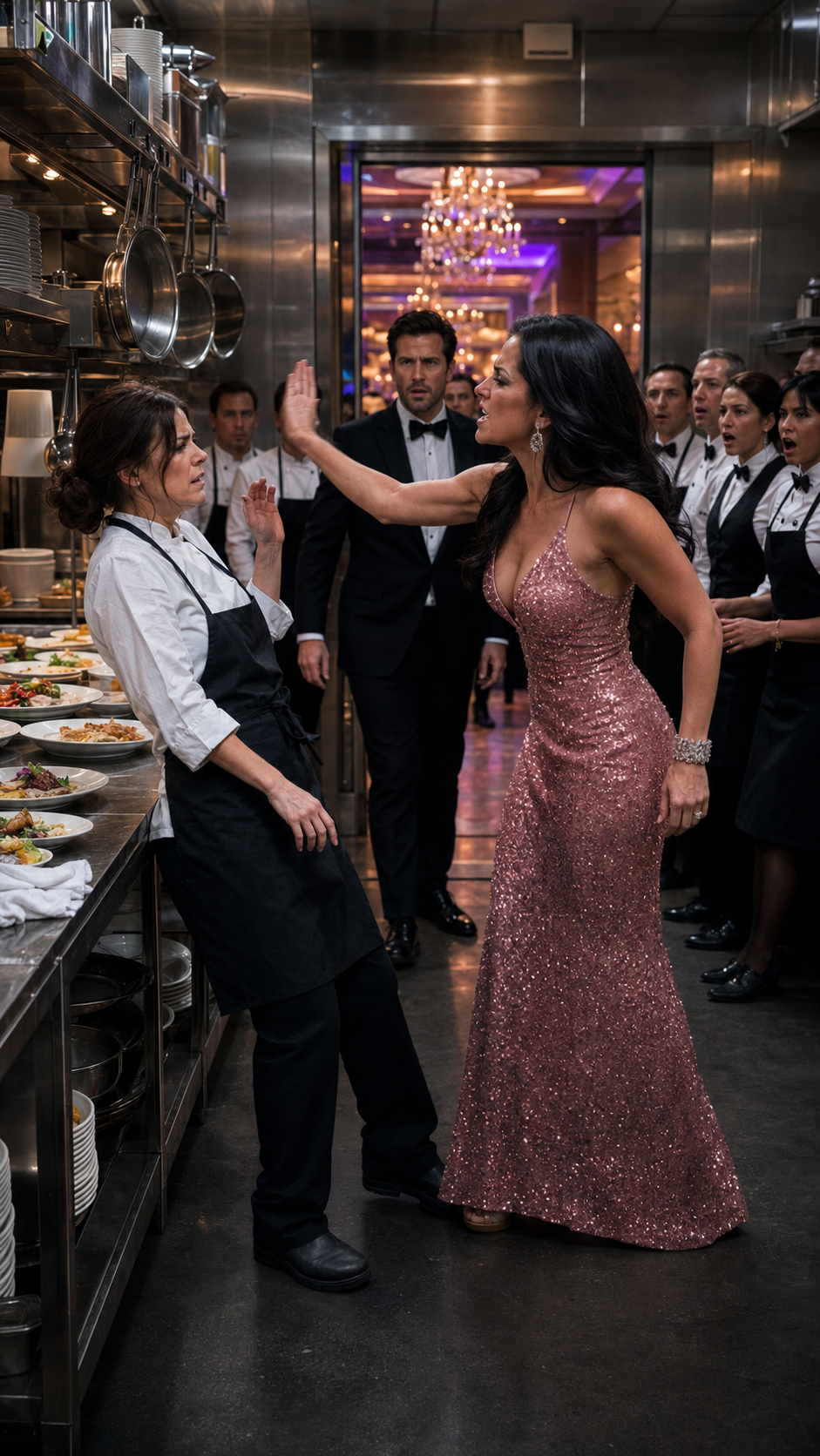 “She slapped the kitchen chef in front of everyone… then the chef whispered, ‘I’m the mother of his daughter.’”