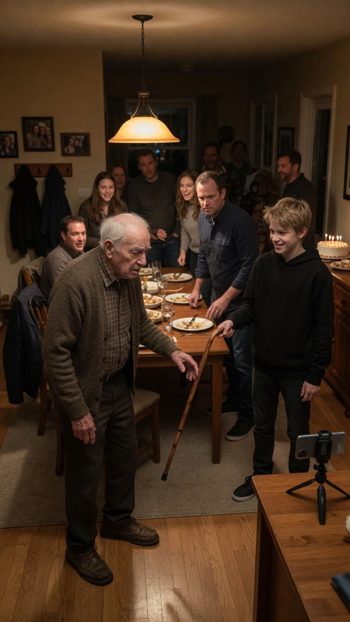 "He grabbed his grandfather’s cane during family dinner and laughed, “Walk without it”… then his father said, “That cane is why you still have a home.”