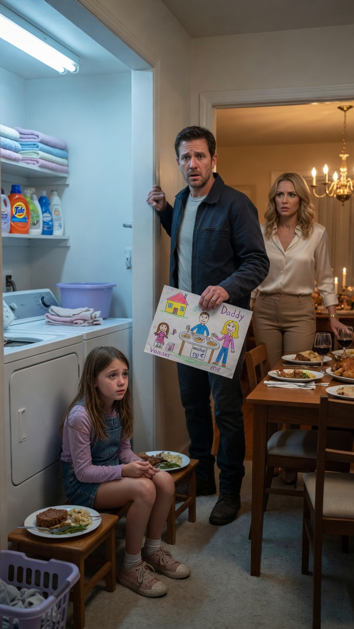 “His wife made his daughter eat dinner beside the washing machine… then her school counselor showed him the picture she drew of home.”