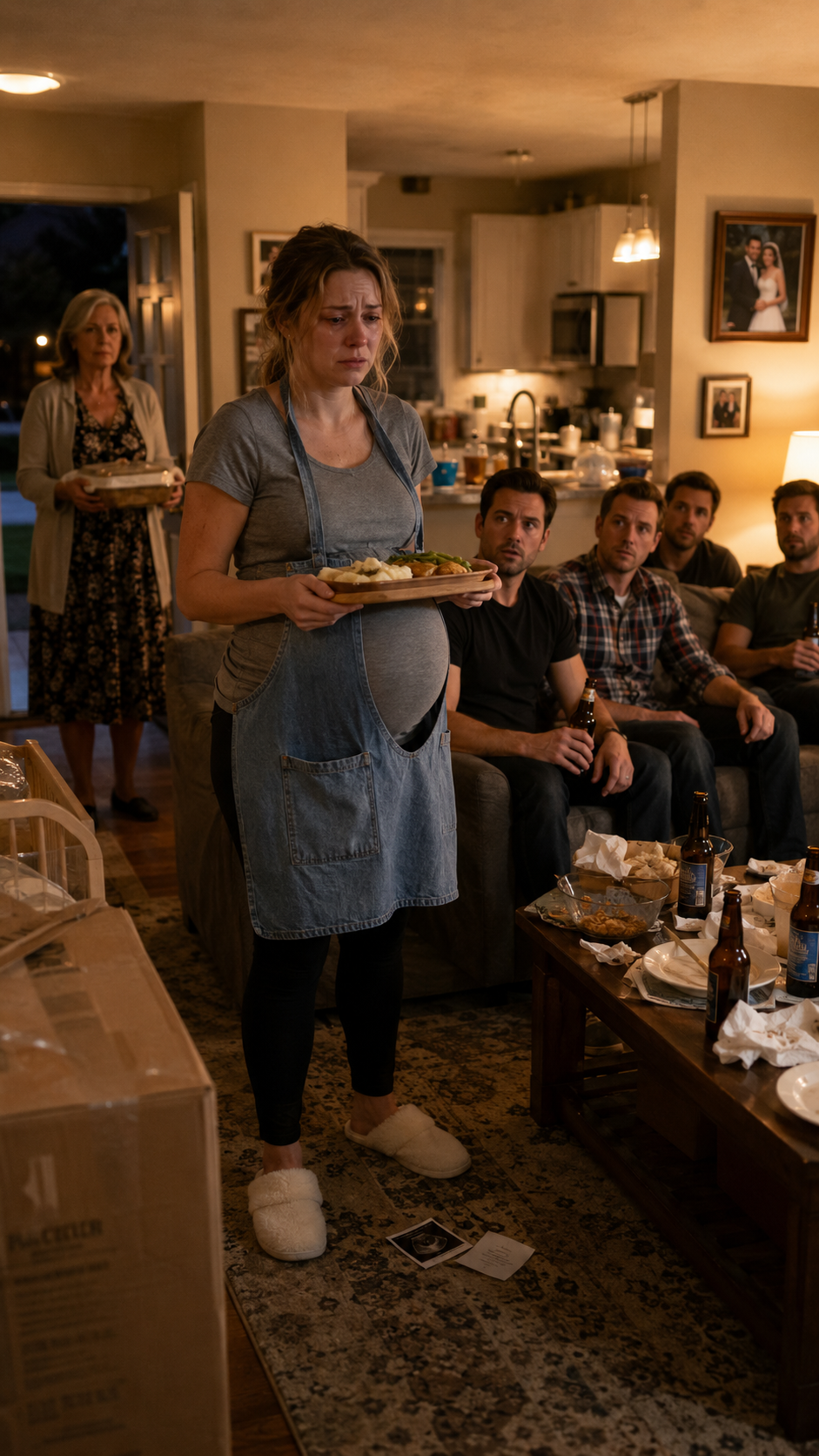"He brought his friends home to drink and made his pregnant wife cook for them… then the ultrasound photo fell from her apron pocket".