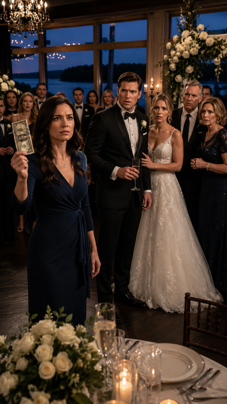"Her family abandoned her at a highway gas station with only two dollars… eighteen years later, she walked into her brother’s luxury wedding holding that same bill".