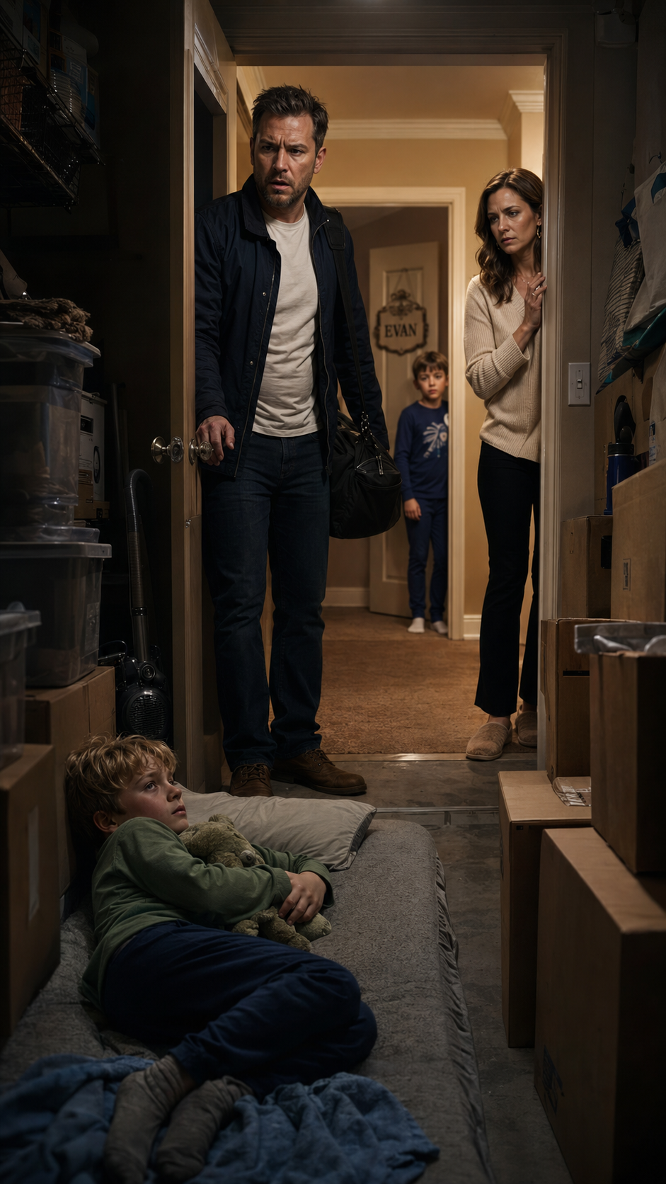 “His father thought he was asleep in his room… until he opened the storage door and found his son on a thin mattress.”