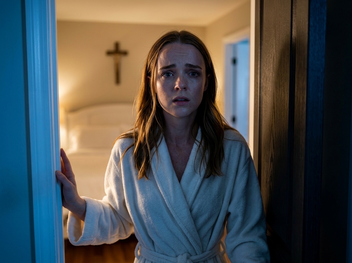 "She peeked through the bedroom door and saw her husband holding another woman's hand on the bed, but the woman's next words made her burst into tears of regret".