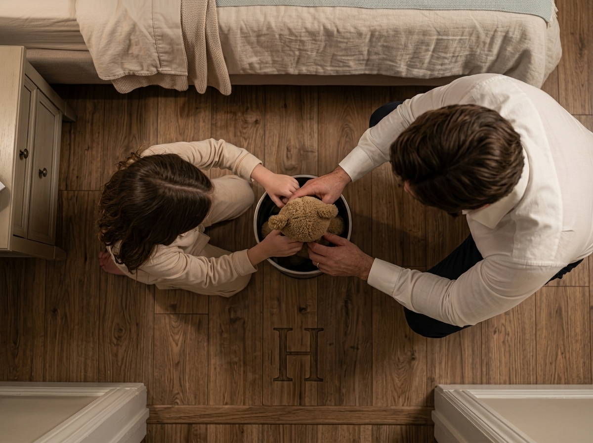 "The stepmother called the old teddy bear trash… until the father found his late wife’s wedding ring hidden inside".