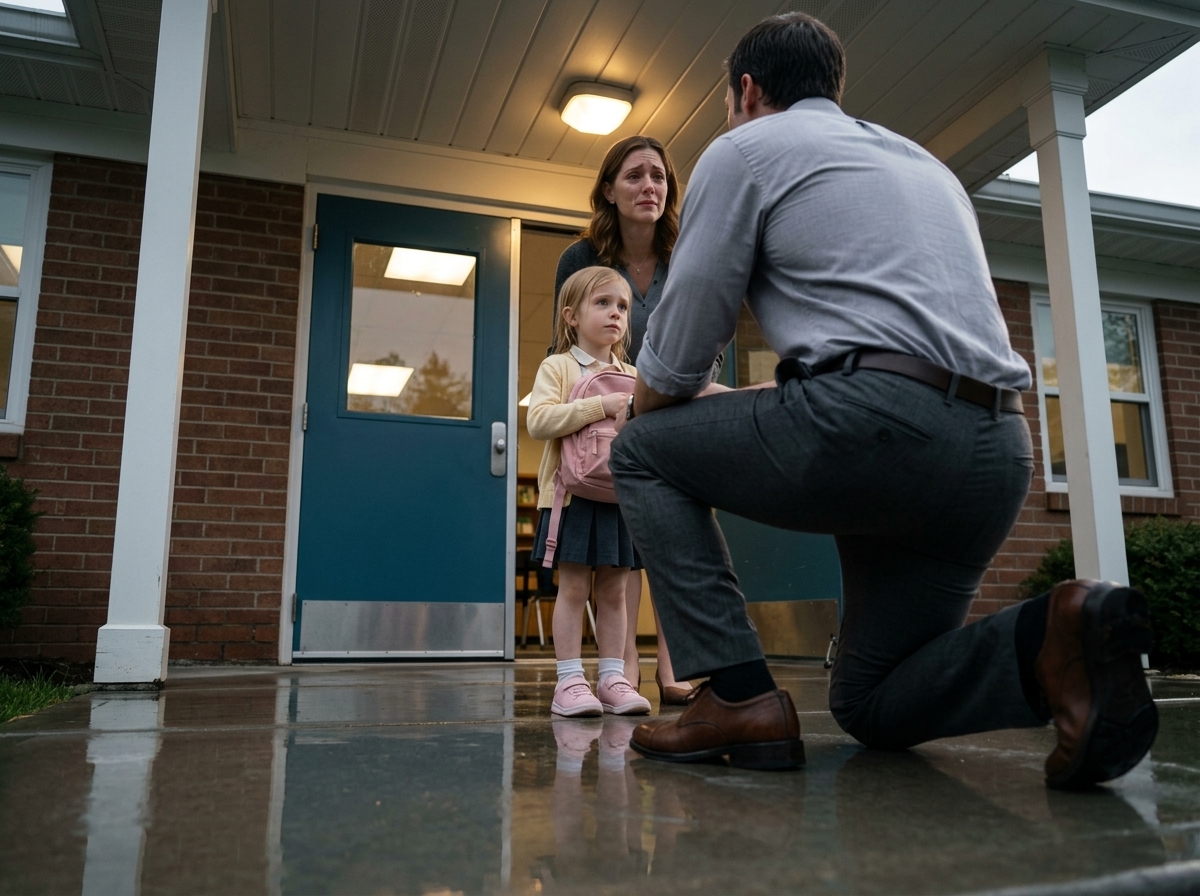 “He forgot his daughter in the rain… but she still smiled so he wouldn’t feel guilty.”