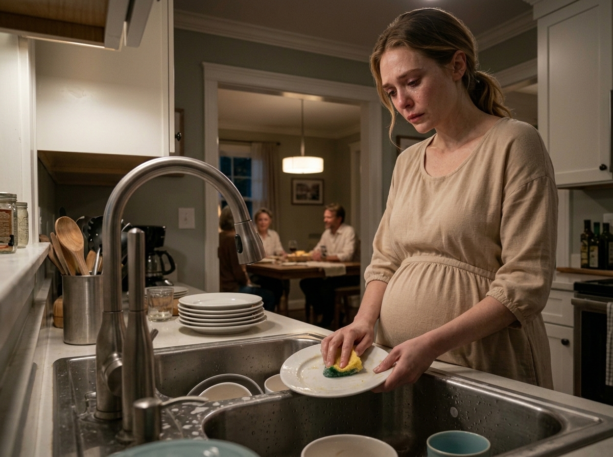 "She was eight months pregnant and still washing everyone’s plates… while he laughed in the living room".