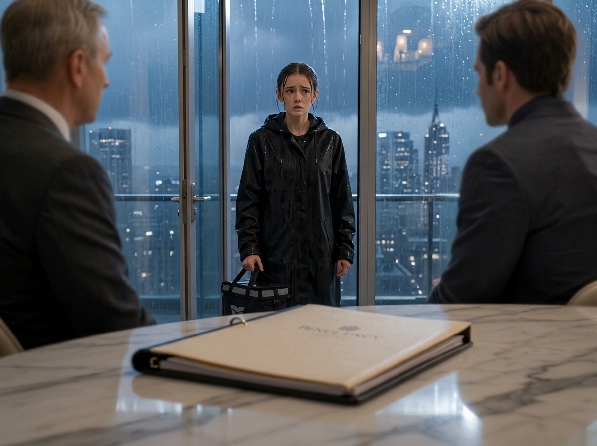 "He swore he would marry the first woman who walked through the door. Then a soaked delivery girl stepped into his penthouse with his dinner".