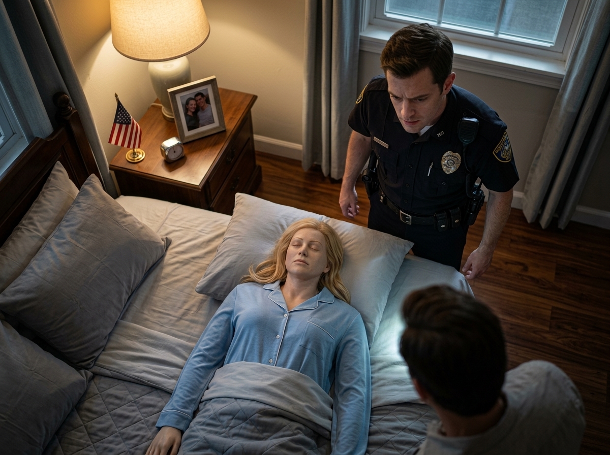 "He brought the officer upstairs to prove his wife was alive… then the bedroom became a crime scene".