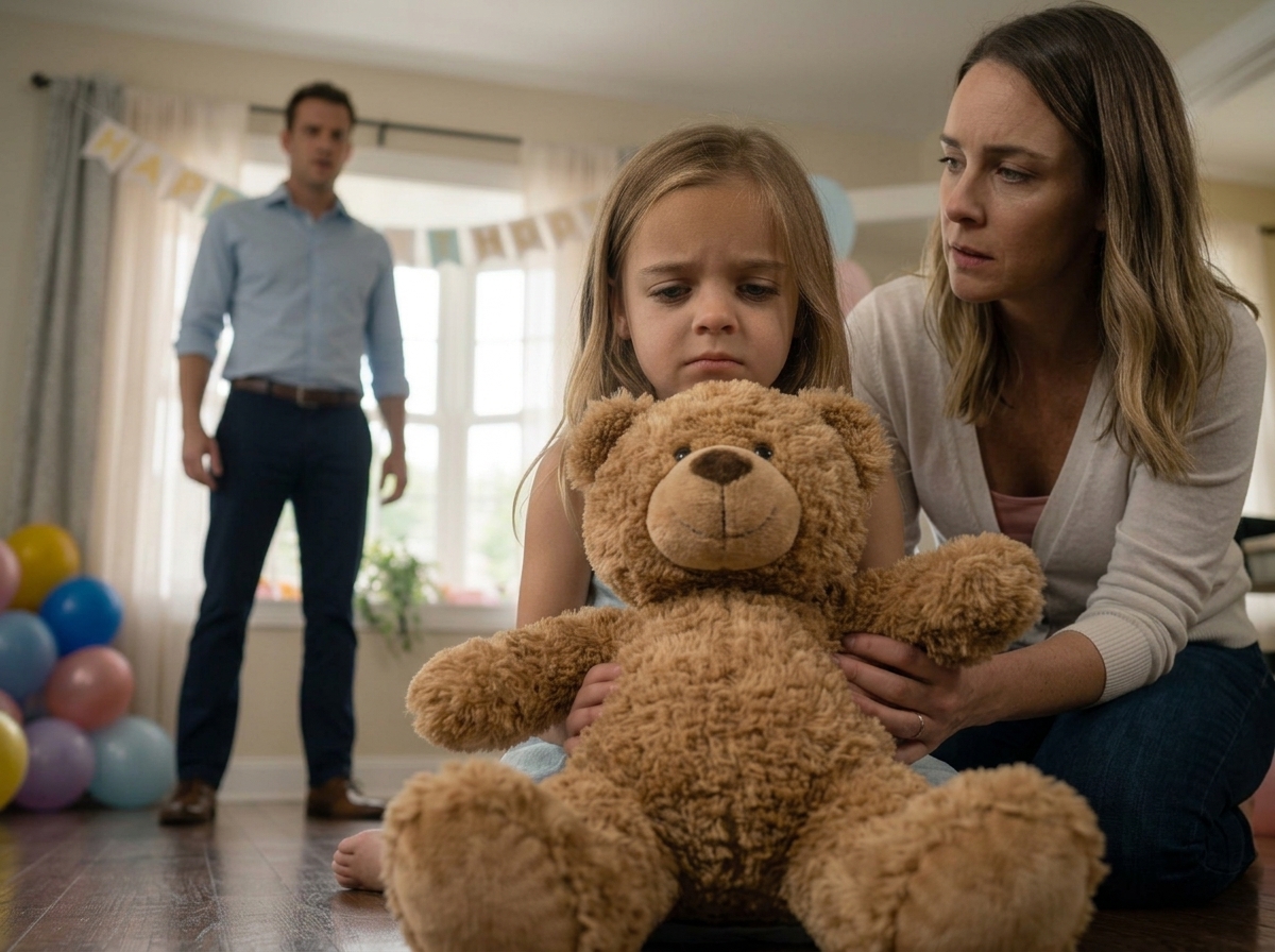 "My in-laws sent my daughter a birthday teddy bear, but when she hugged it and whispered, “Mommy, what is this?” I found the hidden secret inside that brought the police to their door three days later".