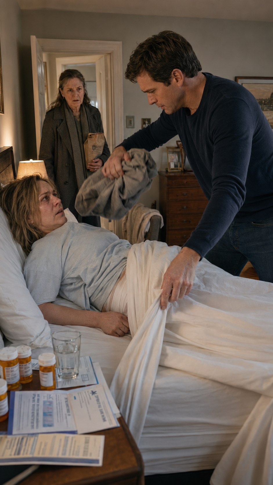 “My husband ripped off my surgery blanket and ordered me to cook… then my mother walked in.”